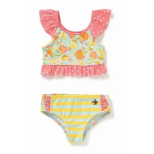 Matilda Jane Girls Size 6 Bikini swimsuit oranges‎ polka dots fruit set